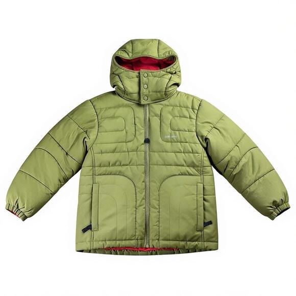Patagonia Children’s Parka Jacket Youth XS Olive Green Removable Hood Fleece